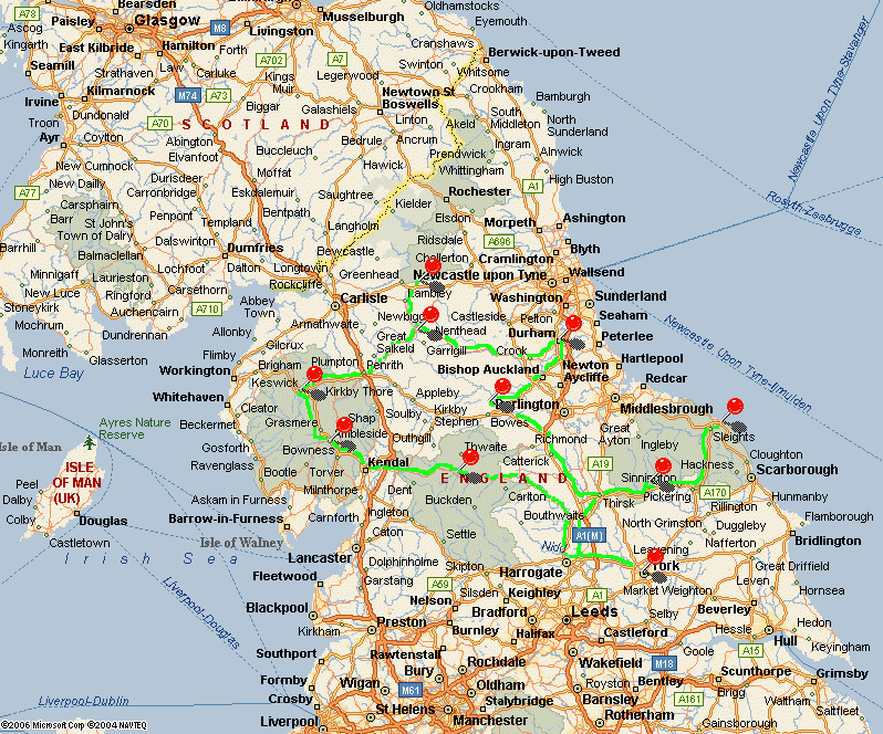 Carte Nord Angleterre